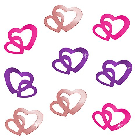 Oblique Unique®100 STK Deko Doppel Herzen im Farbmix Pink, Lila und Rosa Streuteile Scrapbooking Tischdeko Streudeko Hochzeit