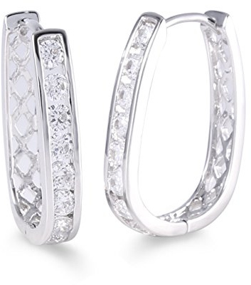 GULICX Créoles Plaqué Or Blanc/Or Rose Avec Cristal Zircon Cubique Boucles d'oreilles Femme Fille