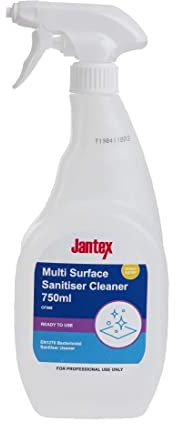 Jantex Professional Kitchen Multi-Surface Cleaner and Sanitiser Spray - Odourless and Ready To Use | 750ml | Antibacterial BS EN 1276 | CF968
