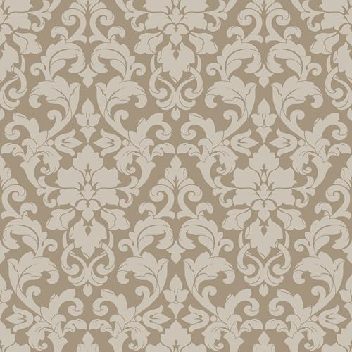 DS29716 - Stripes & Damasks Brown Damask Galerie Wallpaper