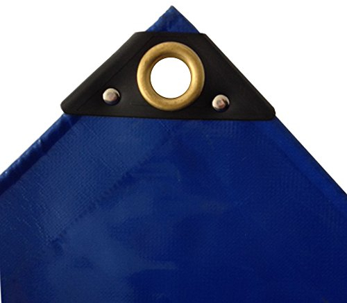 PVC Abdeckplane 650g/m², in blau, in Industriequalität mit Messing-Ösen, UV stabil, reissfest wasserdicht, für Boot, Pool, Wohnwagen, Zeltunterlage, Camping & Outdoor Garten (5mx8m - 40m²)