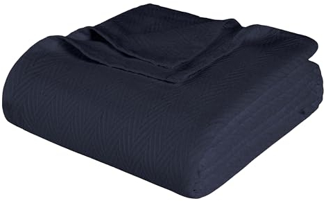 100% Baumwolle, luxuriöse Metro-Decke für die ganzjährige Verwendung, Marineblau, Full Queen