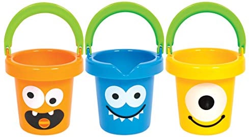 Gowi 558-14 Lustige Monster Eimer in der Box, 3 teilig, Wasserspielzeug