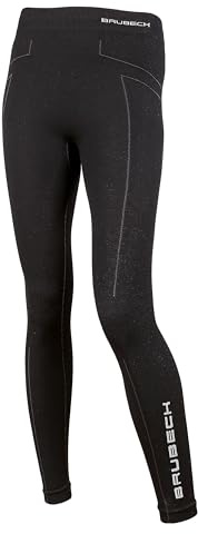 BRUBECK Merino Damen Funktionsunterhose Lang | Atmungsaktiv | Winter-Sport | Thermo | Ski-Unterwäsche | Leggings | 78% Merino-Wolle | LE11130 XL Schwarz