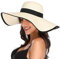 Lanzom Chapeau de paille pliable à large bord pour femme 14 cm UPF 50+ - - Taille unique