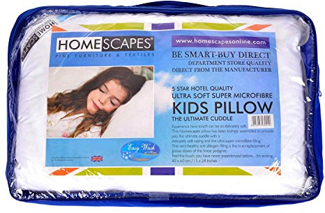 HOMESCAPES - Kids Pillow 40 x 60 cm - Super Microfibre Filling - Washable at Home - Anti Allergen