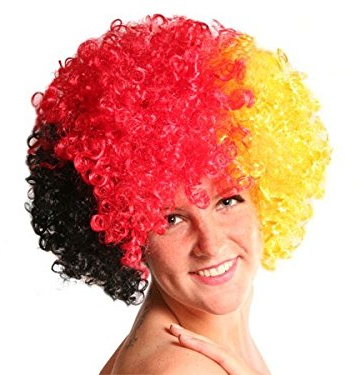 Alsino Deutschland Fanartikel Fan-Artikel Fußball WM WM Hut Brille Perücke Fahne, Modell wählen:Afro Perücke