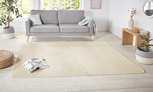 Hanse Home Nasty Teppich – Wohnzimmerteppich Flauschiger Kurzflor Einfarbig Unifarben für Esszimmer, Wohnzimmer, Kinderzimmer, Flur, Schlafzimmer, Küche – Uni Creme, 200x300cm