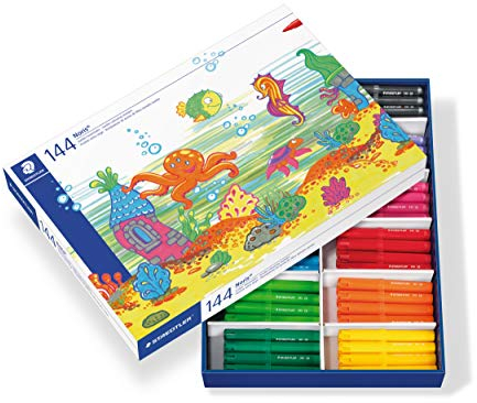 STAEDTLER STAEDTLER 340 C144 Noris Club Jumbo Fasermaler 144 Stück in praktischer Schulbox