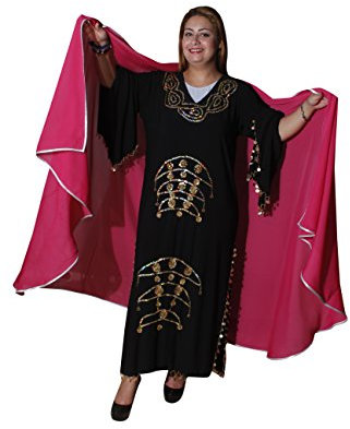 Egypt Bazar Bauchtanzschleier Bauchtanz Schleier Tanzschleier in verschiedenen Farben- halbrund (Pink/silber)