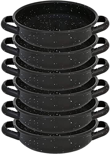 Menax - Cazuela Mini - Paellera Mini en Acero Vitrificado - Set de 6 - Diámetro 14 cm