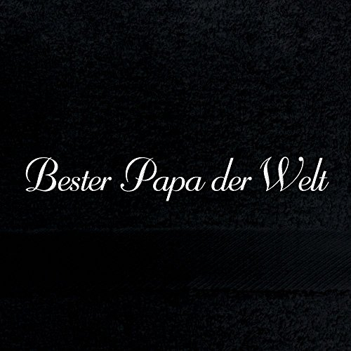 digital print Badehandtuch mit Namen Bester Papa der Welt Bestickt, 70x140 cm, schwarz, extra Flauschige 550 g/qm Baumwolle (100%), Handtuch mit Namen besticken, Badetuch mit Bestickung