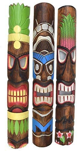 interlifestyle 3 Stück Tiki Wandmaske im Tiki Hawaii Style in 100cm Länge