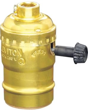 Leviton Electrolier 1-Circuit Lamp Holder, 250 W, Incandescent, Medium, No Size, Brass, 10083-16