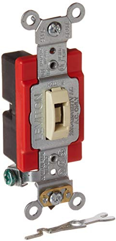 Leviton 20-Amp, 120/277-Volt, Toggle Locking Single-Pole AC Quiet Switch, Extra Heavy Duty Spec Grade, 1221-2IL, Ivory