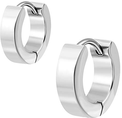 schmuxxi® Creolen Ohrringe Klappcreolen aus Edelstahl silber I hochwertig und modern I Schmuck Set für Damen und Herren