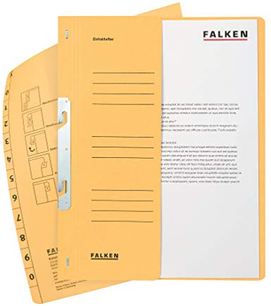 FALKEN 50x Einhakhefter aus Recycling-Karton für DIN A4 chamois | Made in Germany mit halbem Vorderdeckel und kfm. Heftung Hefter Sammelmappe Dokumentenmappe