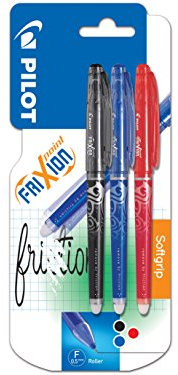 Pilot, Frixion Tintenroller mit Kugel für feine Linien Dreifach Black/Blue/Red