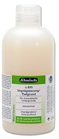 Schmincke Imprägnierung/Tiefgrund, elastische, wasserfest auftrocknende Imprägnierung für mineralische Untergründe (z. B. Beton, Putz), 500 ml
