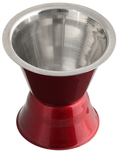 Fackelmann Cocktailmaß GRANDCRU, Messbecher für Spirituosen, Barmaß aus Edelstahl (Farbe: Rot/Silber), Menge: 1 Stück