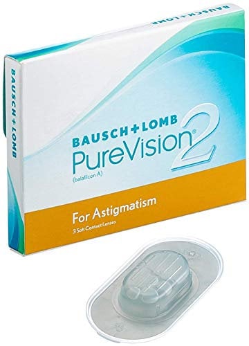 Bausch + Lomb PureVision2 for Astigmatism Monatslinsen, torische Kontaktlinsen, weich, 3 Stück BC 8.9 mm / DIA 14.5 / CYL -1.25 / Achse 180 / -1.5 Dioptrien