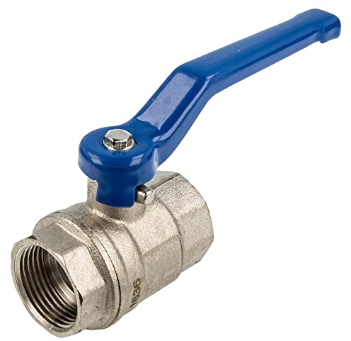 tecuro Kugelhahn, beidseitig Innengewinde Rp 1 1/4 Zoll (DN 32) Stahlhebel lang, Messing vernickelt