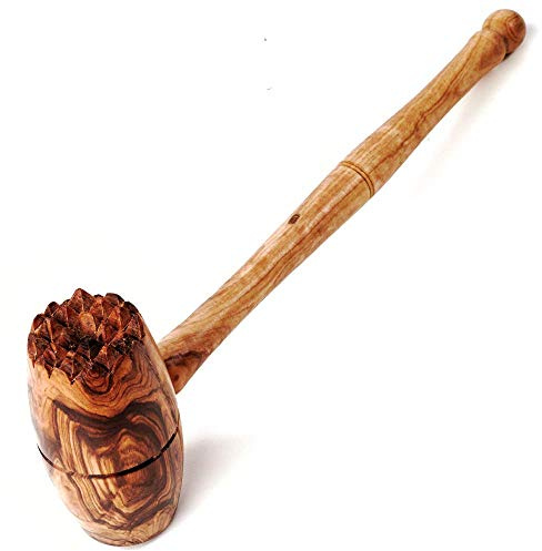das Olivenholzbrett Llamador, Fleichklopfer, Martillo de Carne, Forma Redonda de Madera de Olivo - 25cm