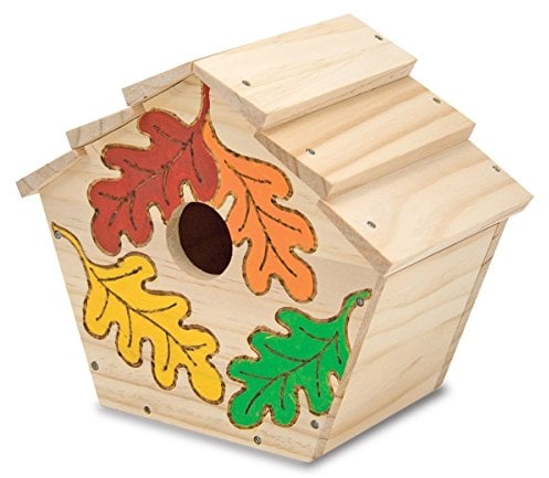 Melissa & Doug Cabane à Oiseaux en Bois, Décorations de maison d'oiseau en bois avec pinceau et peinture, Kit bricolage, Jouets créatifs, Loisirs créatifs pour enfants et adultes