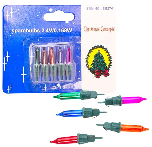 5 Multi Colour Push In Spare Replacement Bulbs 1 Prong 2.4v 0.168w