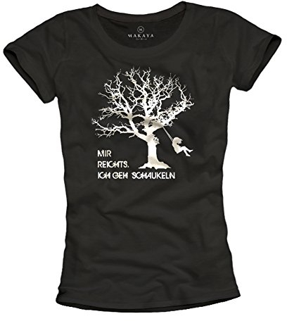 Lustiges Damen Shirt mit Spruch Mir REICHTS ICH GEH SCHAUKELN schwarz Größe M