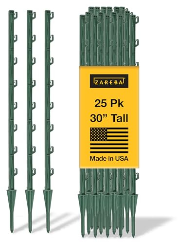 Fi-Shock P-30G 30 Inch Garden Fence Post, Ideal for Gardens and Temporary Fencing - 25 Pack