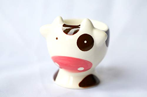 redchocol8(R Lovely Cute Hand Painted Cow Egg Cup Ceramic Animal Farm Cows Cups (1)