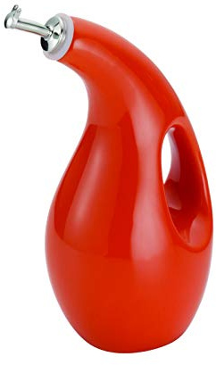 Rachael Ray Solid Glaze Ceramics EVOO Olive Oil Bottle Dispenser with Spout - 1 Piece, Orange
