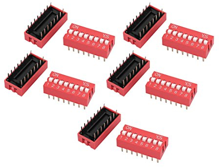 sourcing map 10 Pcs DIP Switch 2 Row 16 Terminals 8 Positions Sliding Switch 2.54mm Pitch