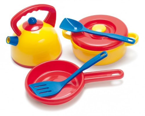 Dantoy Kettle and Pot Set, Role Play Set with 7 Pieces Including Utensils Pretend Play Toys for Kids – Multi-Colour