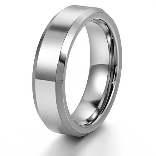 JewelryWe Schmuck 6mm Breite Damen-Ring, Verlobungsring, Wolframcarbid Ring, Engagement Hochzeit Band Größe 63
