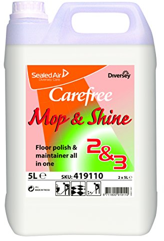 Diversey 419110 Carefree Mop and Shine Floor Polish, to shine floors using only a mop and bucket, 5L bottle (pack of 2)
