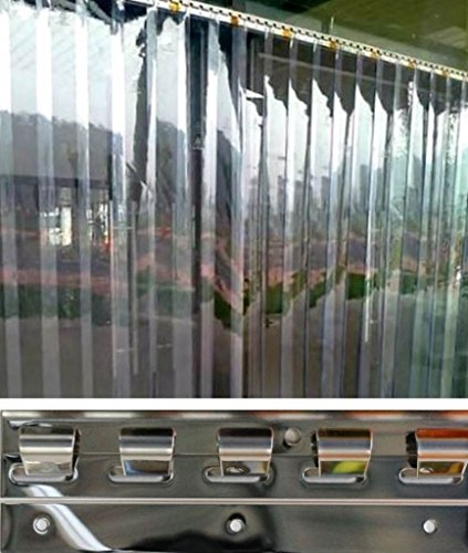 300x2mm PVC Lamellen Streifen Vorhang H2,50 x B1,75 m Überlappung 36% fertig vormontiert mit Wandschiene+Halteklammern