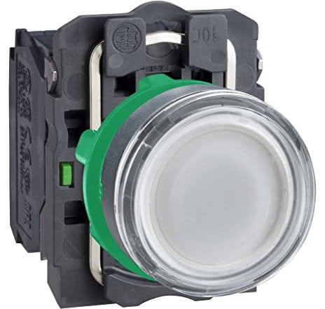 Schneider Electric XB5AW31B5 Pulsador Luminoso, 1NA+1NC, 24V, 22mm Ø, 52mm x 30mm x 42mm, Blanco