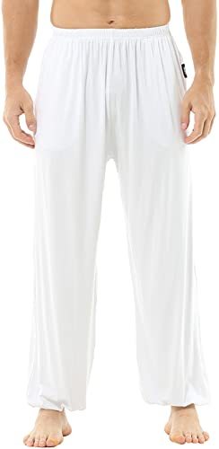Hoerev Super Soft Modal Spandex Harem Yoga Pilates Schlauch,Weiß,M