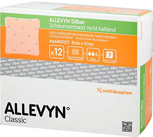 ALLEVYN Silber Schaumverb.9x11 cm nicht haftend 12 St