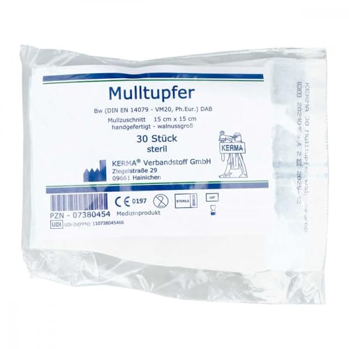 MULLTUPFER 15x15 cm walnussgroß steril 30 St