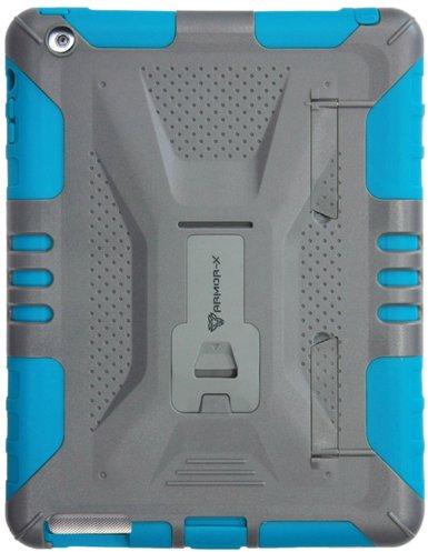 Armor-X CX-A32-GY_BL ArmorCase-X Schutzhülle mit Befestigungsvorrichtung für Apple iPad 2/3/4 charcoal grau/jade blau