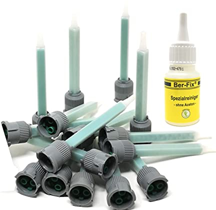 Ber-Fix 25x Statikmischer 1:1 MBQ 05-16L B-System für 2K-Epoxidharz, Zweikomponentenkleber-Mischrohr, Effiziente Mischung bei 2K Kleber Ber-Fix + Reiniger