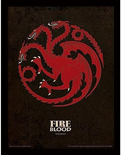 Pyramid International Game of Thrones (Targaryen) 30x40 cm gerahmter Druck, 250GSM PAPERWRAP MDF, Mehrfarbig, 44 x 33 x 4 cm