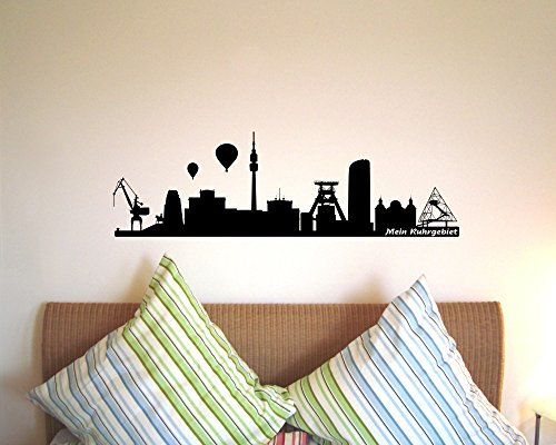 plot4u Wandtattoo Ruhrgebiet Skyline 120x36cm schwarz