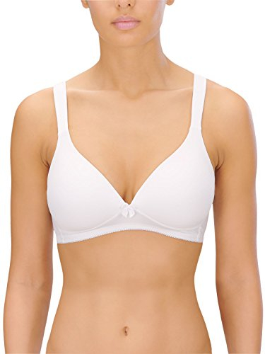 Naturana® Women's Wireless Bra [Cup A-D] | 100% Padded Straps | Wire-Free Bra with Seamless Cups | Women's Bra with Underbust Band 42 White D