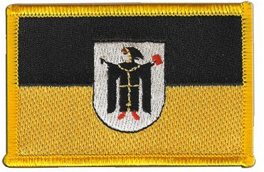 Flaggenfritze Aufnäher Patch Flagge Deutschland Stadt München mit Wappen - 8 x 6 cm