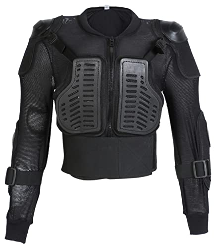 Texpeed - veste pour enfants - Veste de motocross avec protection dorsale pour Ski Snowboard activités sportives - protection de poitrine - noir - 8 Ans