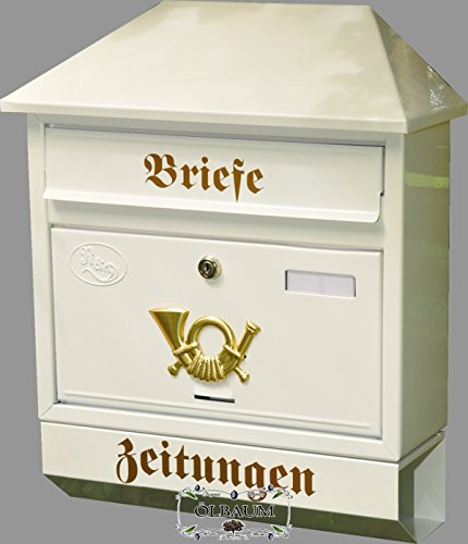 Schöner Design Briefkasten W in glatt weiss großer Einwurf Zeitungsfach Zeitungsrolle Nostalgie